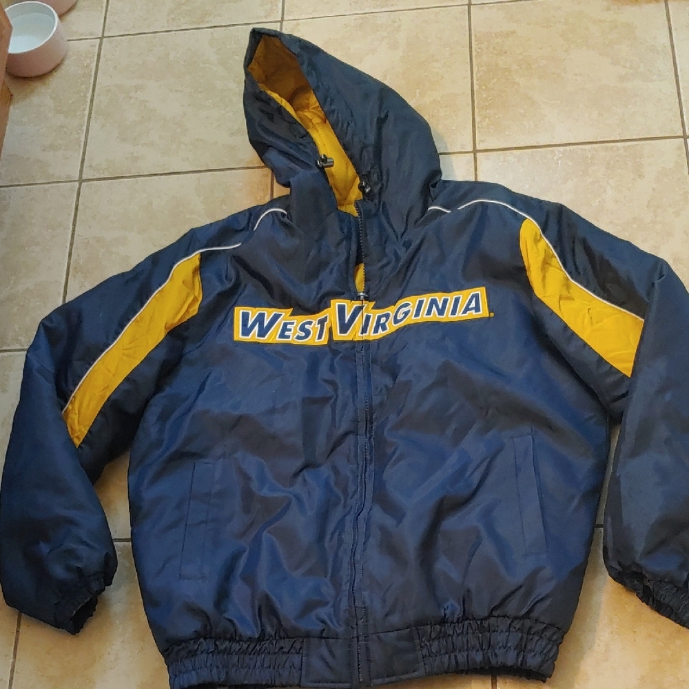 VTG West Virginia Mountaineers Hooded Puffer Jacket Insulated Coat Men's Size L